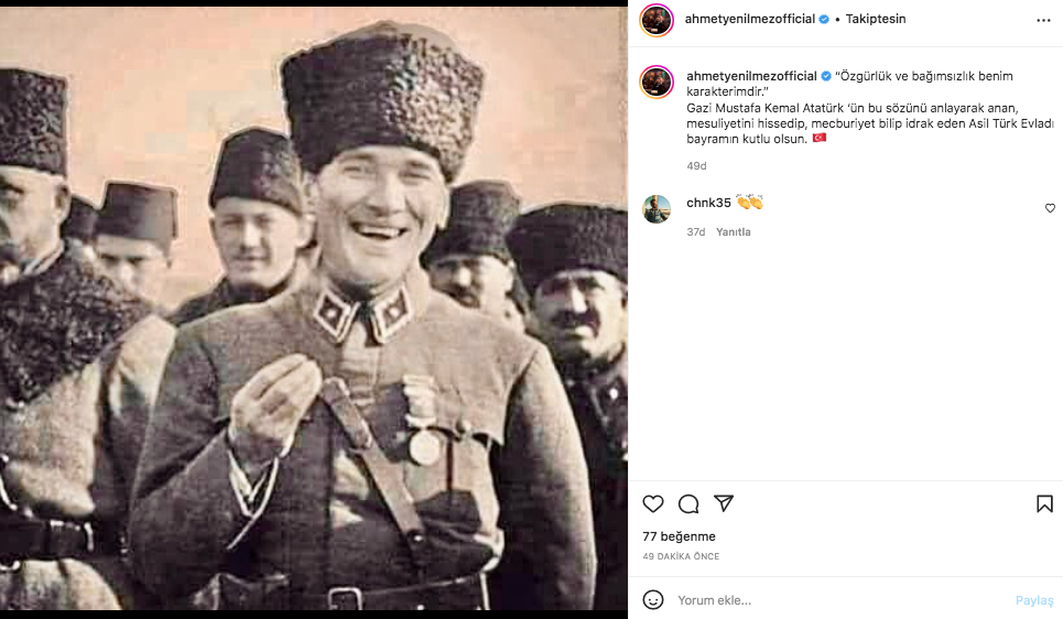 Ünlü isimler 19 Mayıs Atatürk'ü Anma, Gençlik ve Spor Bayramı'nı sosyal medyadan kutladı 5