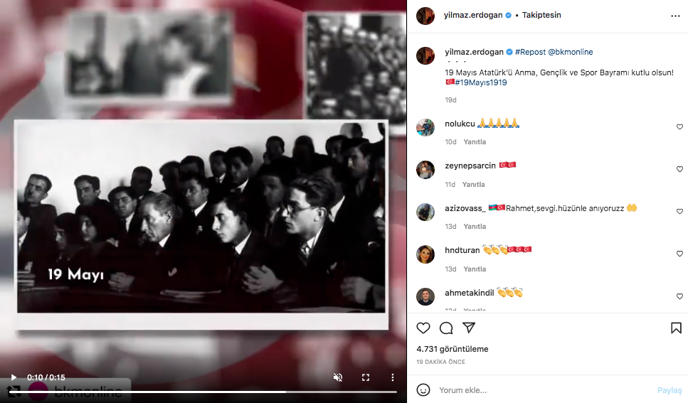 Ünlü isimler 19 Mayıs Atatürk'ü Anma, Gençlik ve Spor Bayramı'nı sosyal medyadan kutladı 19