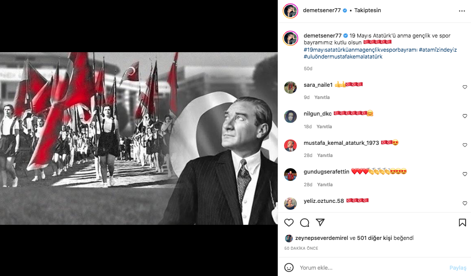 Ünlü isimler 19 Mayıs Atatürk'ü Anma, Gençlik ve Spor Bayramı'nı sosyal medyadan kutladı 9