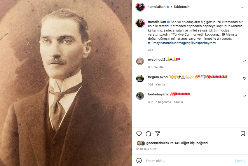 Ünlü isimler 19 Mayıs Atatürk'ü Anma, Gençlik ve Spor Bayramı'nı sosyal medyadan kutladı 12