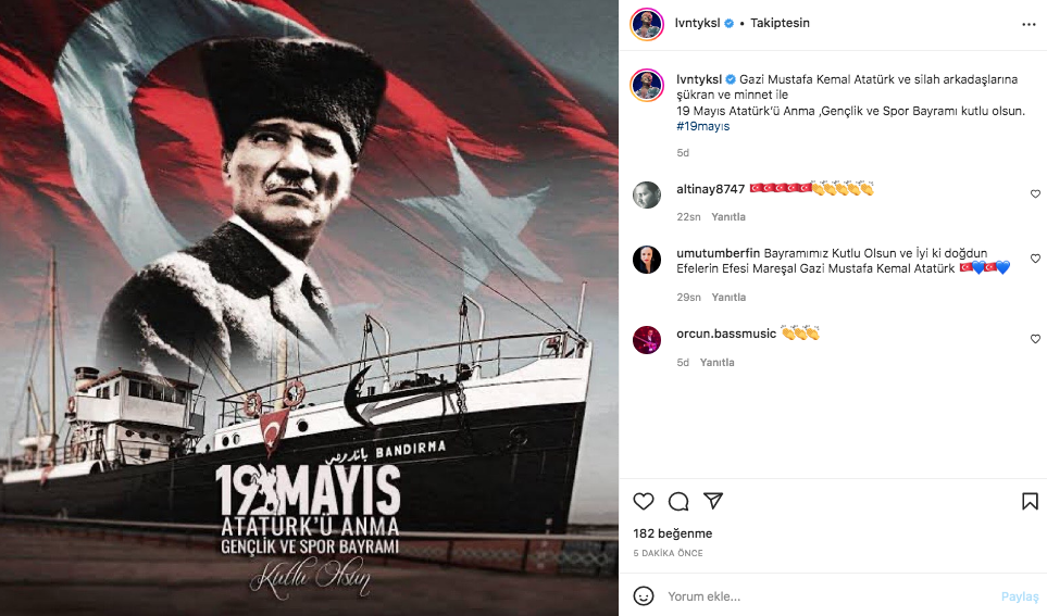 Ünlü isimler 19 Mayıs Atatürk'ü Anma, Gençlik ve Spor Bayramı'nı sosyal medyadan kutladı 29