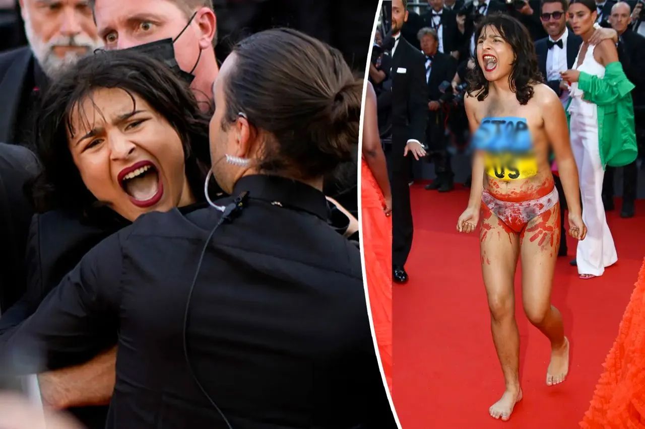 Cannes Festivali'nde çıplak protesto! Kırmızı halıyı bastı: Bize tecavüz etmeyin 1