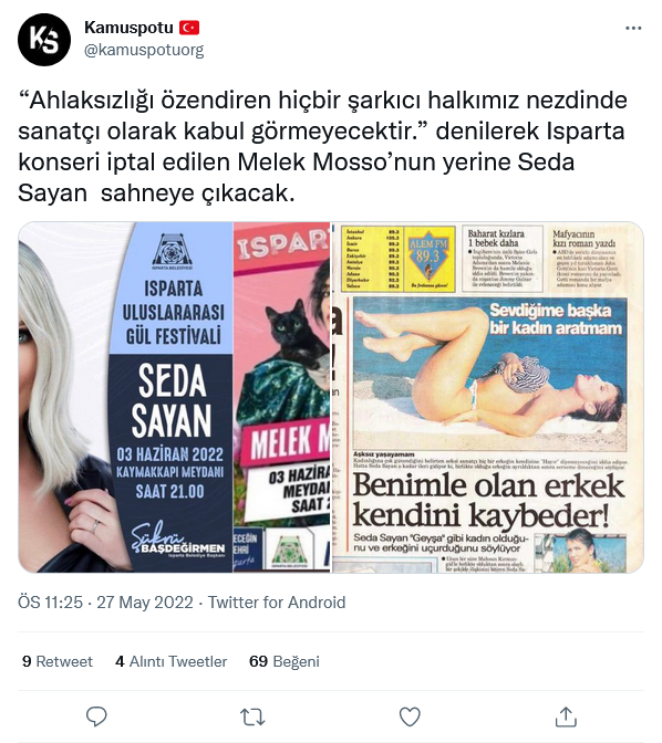 Isparta konseri iptal edilen Melek Mosso'nun yerine Seda Sayan sahne alacak 6