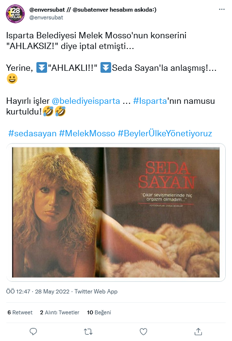 Isparta konseri iptal edilen Melek Mosso'nun yerine Seda Sayan sahne alacak 10