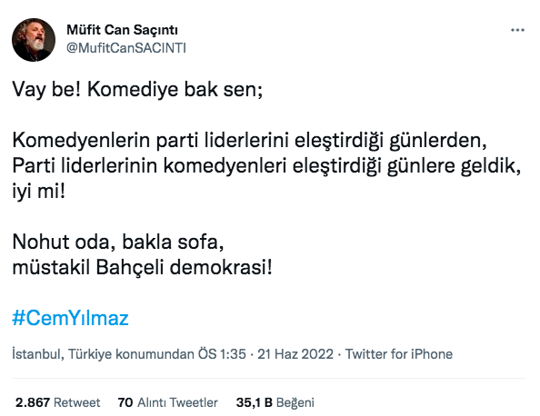 Devlet Bahçeli'nin hedef aldığı Cem Yılmaz'a ünlü isimlerden destek 9