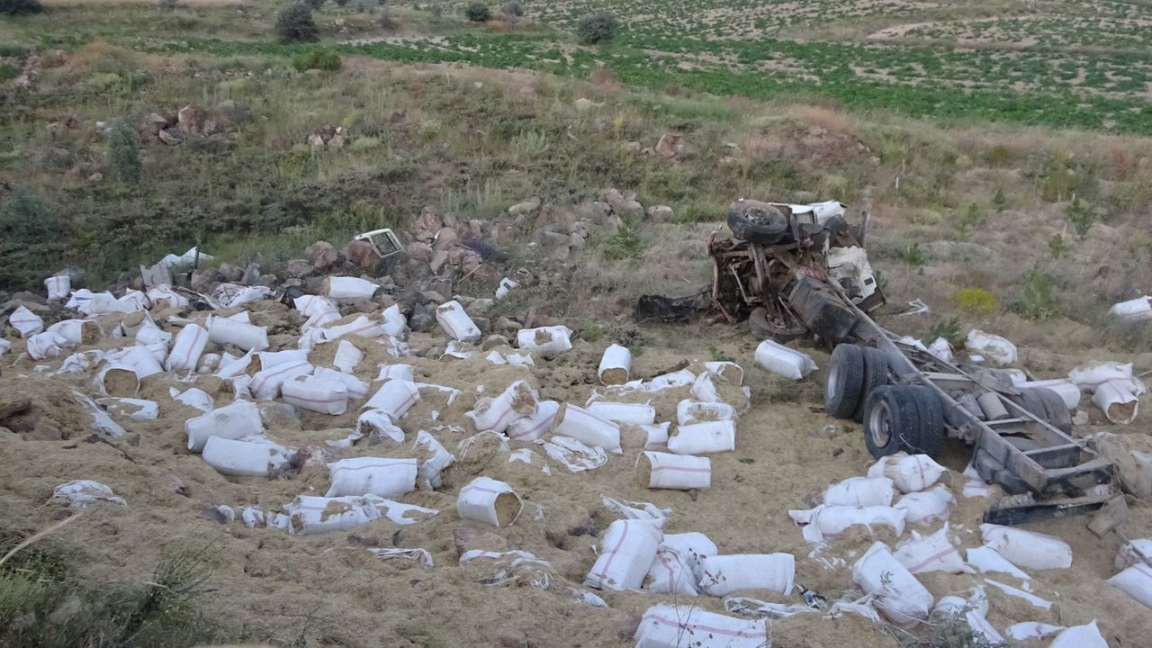 Şarampole uçan kamyon kağıt gibi ezildi: 3 ölü 3