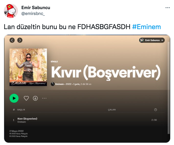 Spotify'dan görülmemiş hata! Eminem'in listesine yanlışlıkla eklenen Türkçe şarkı sosyal medyada gündem oldu 5