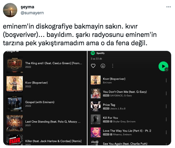 Spotify'dan görülmemiş hata! Eminem'in listesine yanlışlıkla eklenen Türkçe şarkı sosyal medyada gündem oldu 10
