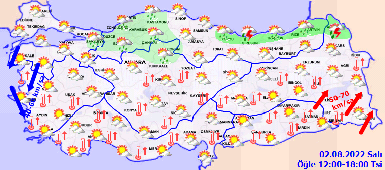 Meteoroloji'den yüksek sıcaklık ve kuvvetli rüzgar uyarısı! Harita yayınlayıp duyurdu... 3