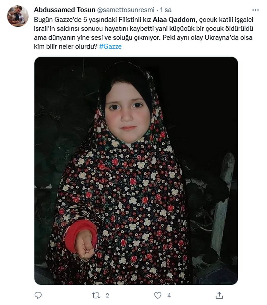 Milyonlar İsrail'in katlettiği 5 yaşındaki Alaa'ya ağlıyor 8