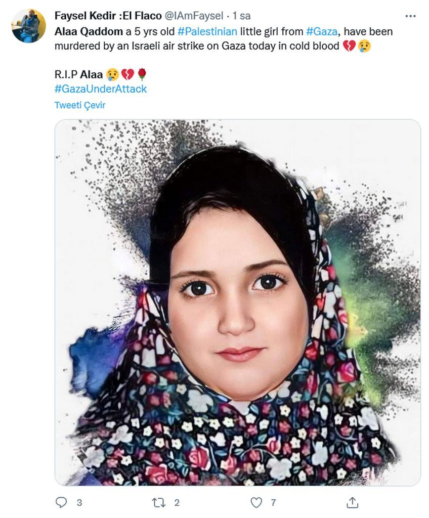 Milyonlar İsrail'in katlettiği 5 yaşındaki Alaa'ya ağlıyor 14