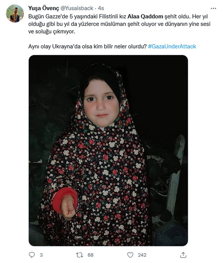 Milyonlar İsrail'in katlettiği 5 yaşındaki Alaa'ya ağlıyor 19