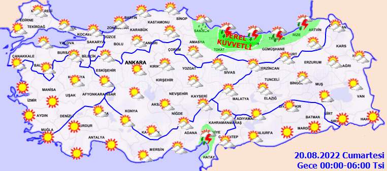 Meteoroloji Genel Müdürlüğü’nden kuvvetli yağış uyarısı geldi! 20 Ağustos Cumartesi hava durumu tahminleri 1