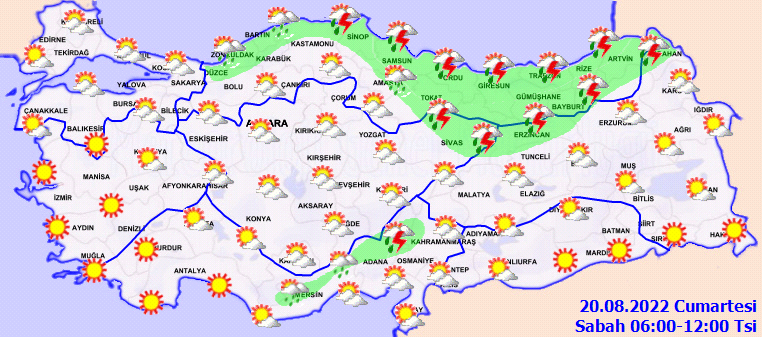 Meteoroloji Genel Müdürlüğü’nden kuvvetli yağış uyarısı geldi! 20 Ağustos Cumartesi hava durumu tahminleri 2