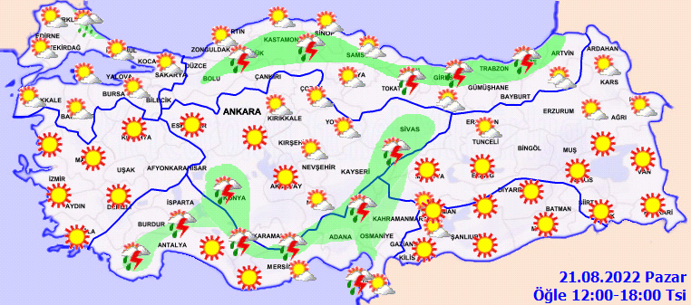 Meteoroloji Genel Müdürlüğü sağanak yağış uyarısı verdi! 21 Ağustos Pazar hava durumu tahminleri 2