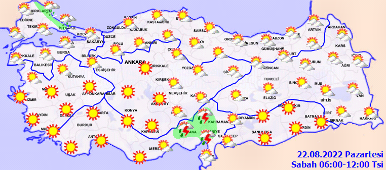 Meteoroloji Genel Müdürlüğü uyardı, pek çok ilde yağış bekleniyor! 22 Ağustos Pazartesi hava durumu tahminleri 1