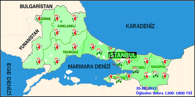 Meteoroloji İstanbul için gök gürültülü yağış uyarısı yaptı! 26 Ağustos Cuma İstanbul hava durumu 2