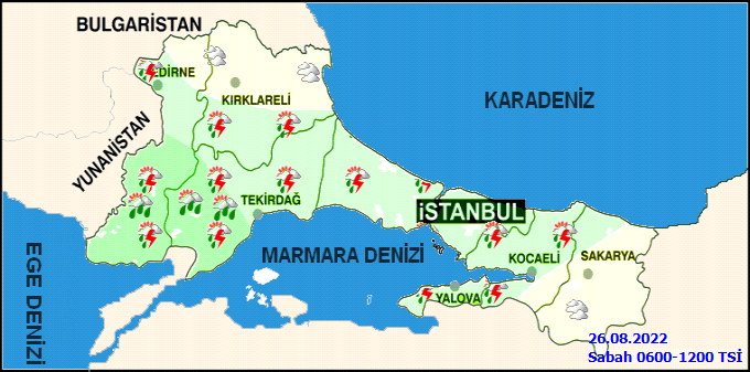 Meteoroloji İstanbul için gök gürültülü yağış uyarısı yaptı! 26 Ağustos Cuma İstanbul hava durumu 1