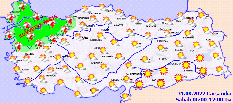 Kuvvetli yağışlara dikkat! Şemsiyesiz dışarı çıkmayın! Türkiye geneli hava durumu 31 Ağustos Çarşamba 2