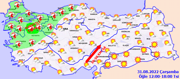 Meteoroloji İstanbul dahil 11 il için ''sarı'' kodlu uyarı verdi ve tek tek uyardı! Türkiye geneli hava durumu 31 Ağustos 2