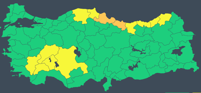 Meteoroloji’den 11 ile sarı kodlu, 2 ile turuncu kodlu uyarı: Kuvvetli yağış ve rüzgara dikkat! 1