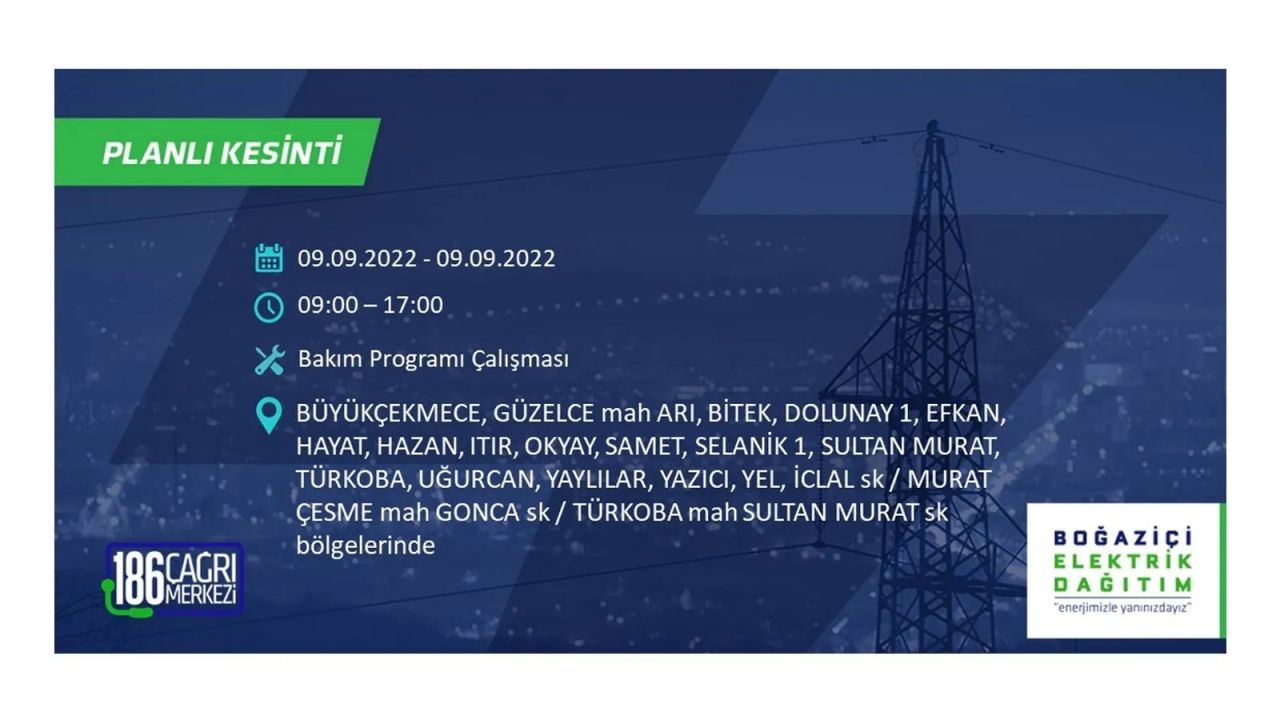 İstanbul'da dev elektrik kesintisi: 3 gün boyunca elektrik verilmeyecek! İşte elektrik kesintisi yapılacak ilçeler... 20