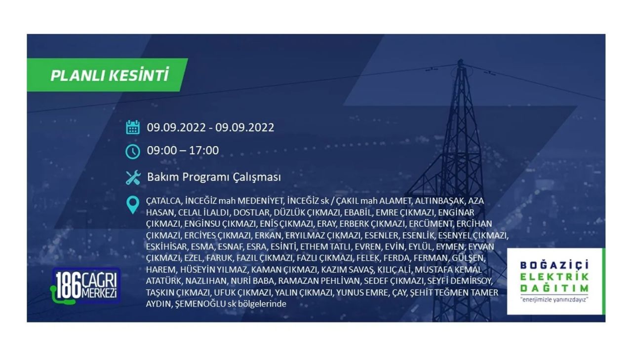 İstanbul'da dev elektrik kesintisi: 3 gün boyunca elektrik verilmeyecek! İşte elektrik kesintisi yapılacak ilçeler... 23