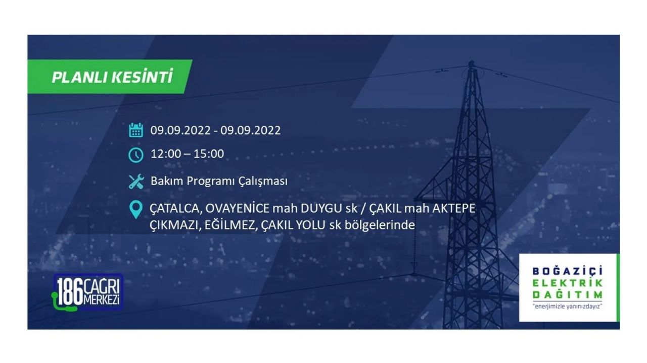 İstanbul'da dev elektrik kesintisi: 3 gün boyunca elektrik verilmeyecek! İşte elektrik kesintisi yapılacak ilçeler... 24