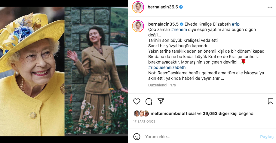 Ünlü isimlerden Kraliçe Elizabeth'e veda mesajları 5