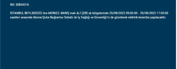 İstanbul'da elektrik kesintisi! BEDAŞ 25 Eylül pazar elektrik kesintilerinin yapılacağı ilçeleri açıkladı! 13