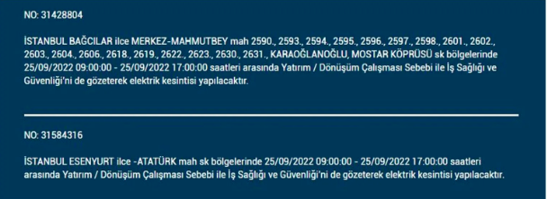 İstanbul'da elektrik kesintisi! BEDAŞ 25 Eylül pazar elektrik kesintilerinin yapılacağı ilçeleri açıkladı! 4