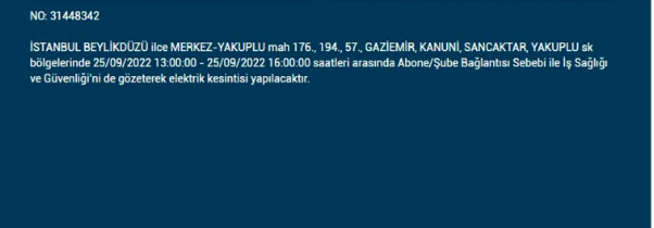 İstanbul'da elektrik kesintisi! BEDAŞ 25 Eylül pazar elektrik kesintilerinin yapılacağı ilçeleri açıkladı! 7