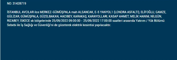 İstanbul'da elektrik kesintisi! BEDAŞ 25 Eylül pazar elektrik kesintilerinin yapılacağı ilçeleri açıkladı! 2