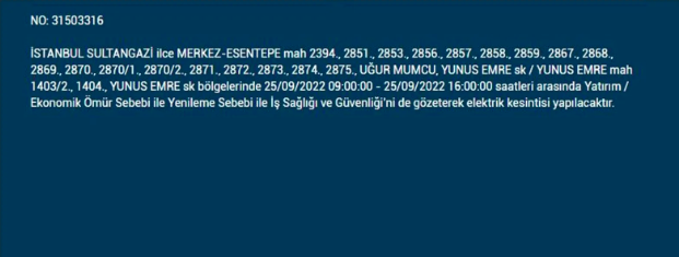 İstanbul'da elektrik kesintisi! BEDAŞ 25 Eylül pazar elektrik kesintilerinin yapılacağı ilçeleri açıkladı! 10