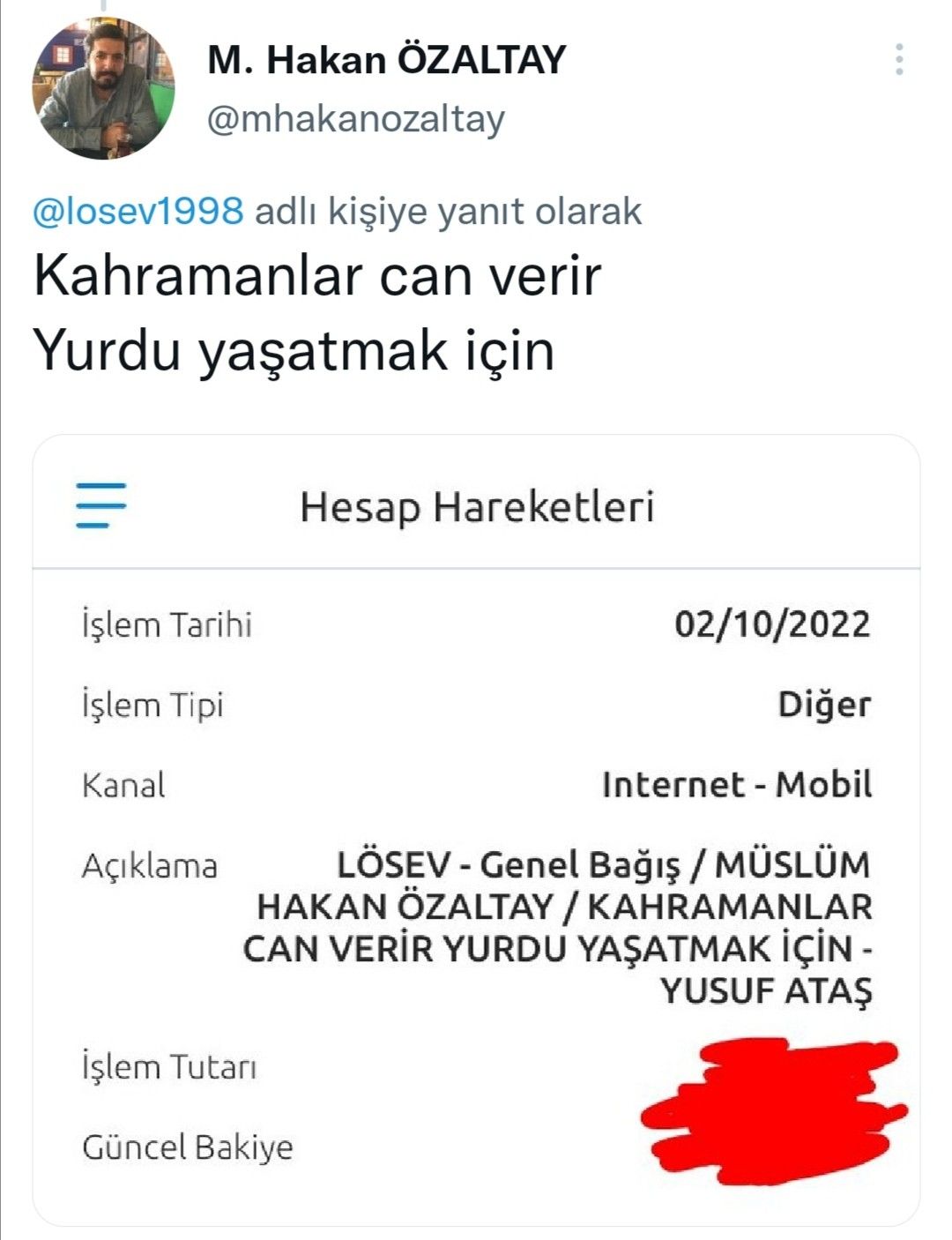 Elazığlı şehidimizin vasiyeti sonrası LÖSEV'e bağış yağdı! Binlerce vatandaş peş peşe paylaştı... 6