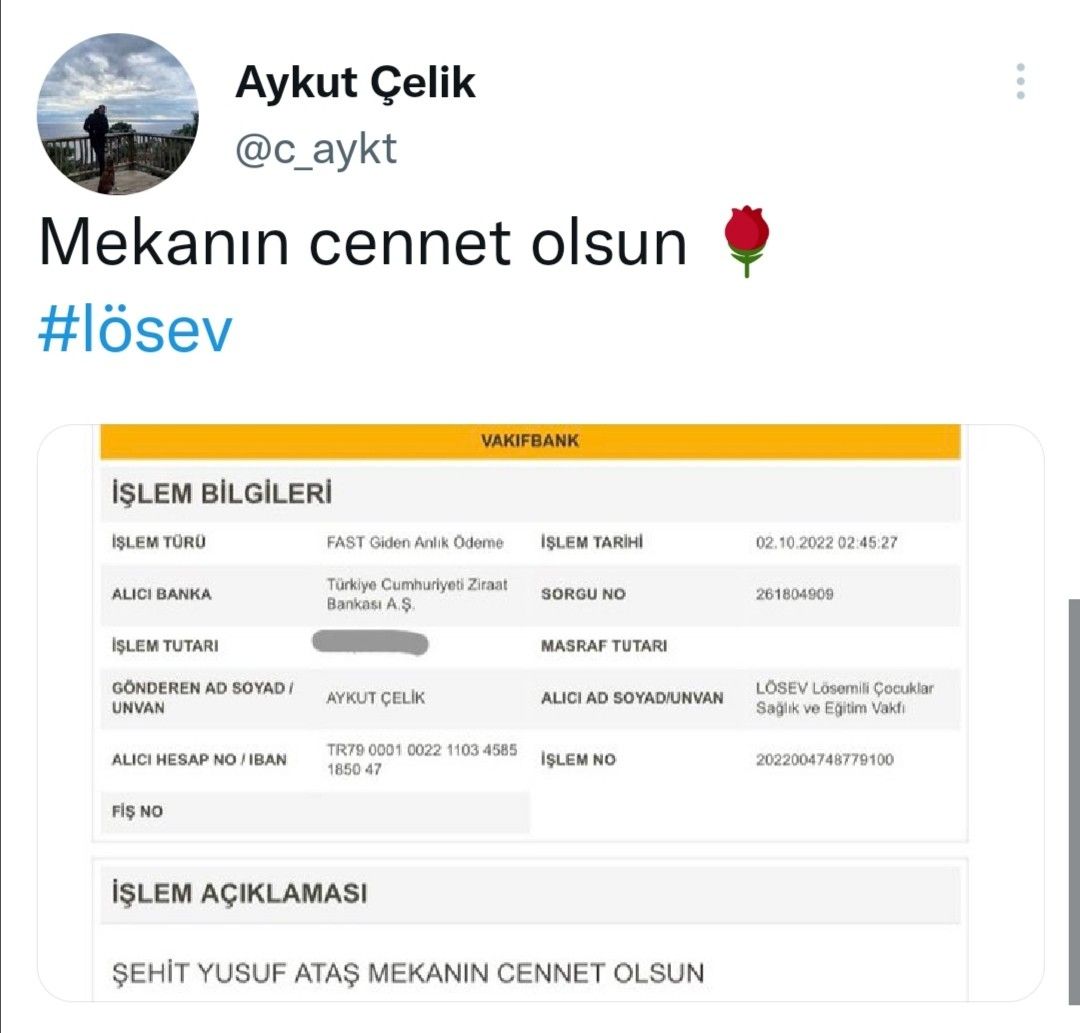Elazığlı şehidimizin vasiyeti sonrası LÖSEV'e bağış yağdı! Binlerce vatandaş peş peşe paylaştı... 4