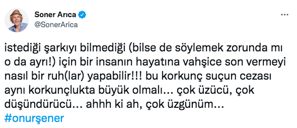 Ünlü isimler, 'istek parça' nedeniyle öldürülen Onur Şener cinayetine sessiz kalmadı 24