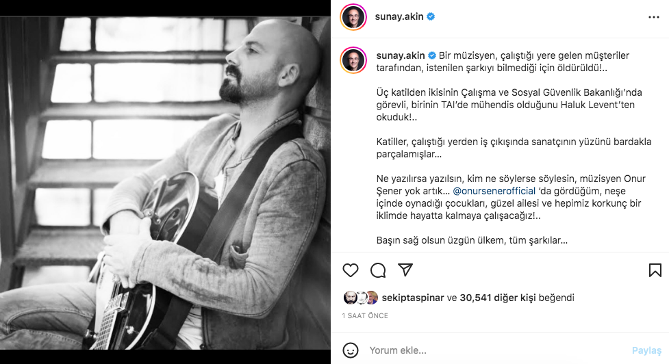 Ünlü isimler, 'istek parça' nedeniyle öldürülen Onur Şener cinayetine sessiz kalmadı 29