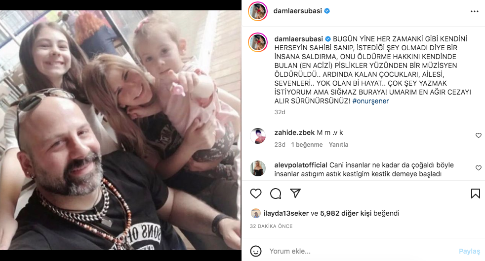 Ünlü isimler, 'istek parça' nedeniyle öldürülen Onur Şener cinayetine sessiz kalmadı 33