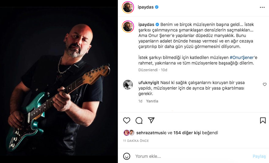 Ünlü isimler, 'istek parça' nedeniyle öldürülen Onur Şener cinayetine sessiz kalmadı 44