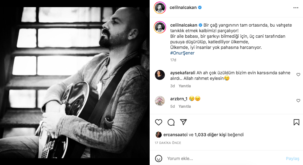 Ünlü isimler, 'istek parça' nedeniyle öldürülen Onur Şener cinayetine sessiz kalmadı 6