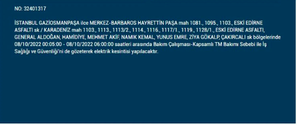 İstanbul'da elektrik kesintisi! BEDAŞ 7 Ekim Cuma elektrik kesintilerinin yapılacağı ilçeleri açıkladı! 10