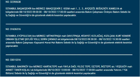İstanbul'da elektrik kesintisi! BEDAŞ 7 Ekim Cuma elektrik kesintilerinin yapılacağı ilçeleri açıkladı! 8