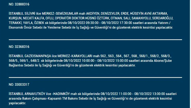 İstanbul'da elektrik kesintisi! BEDAŞ 7 Ekim Cuma elektrik kesintilerinin yapılacağı ilçeleri açıkladı! 26