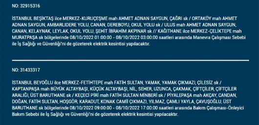 İstanbul'da elektrik kesintisi! BEDAŞ 7 Ekim Cuma elektrik kesintilerinin yapılacağı ilçeleri açıkladı! 7