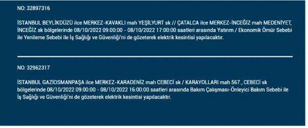 İstanbul'da elektrik kesintisi! BEDAŞ 7 Ekim Cuma elektrik kesintilerinin yapılacağı ilçeleri açıkladı! 15