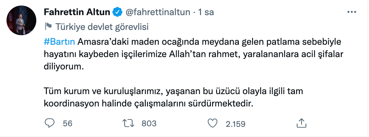 Bartın’da yaşanan patlamanın ardından siyasiler ‘başsağlığı’ mesajı yayımladı 11