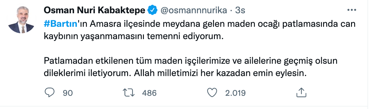 Bartın’da yaşanan patlamanın ardından siyasiler ‘başsağlığı’ mesajı yayımladı 15