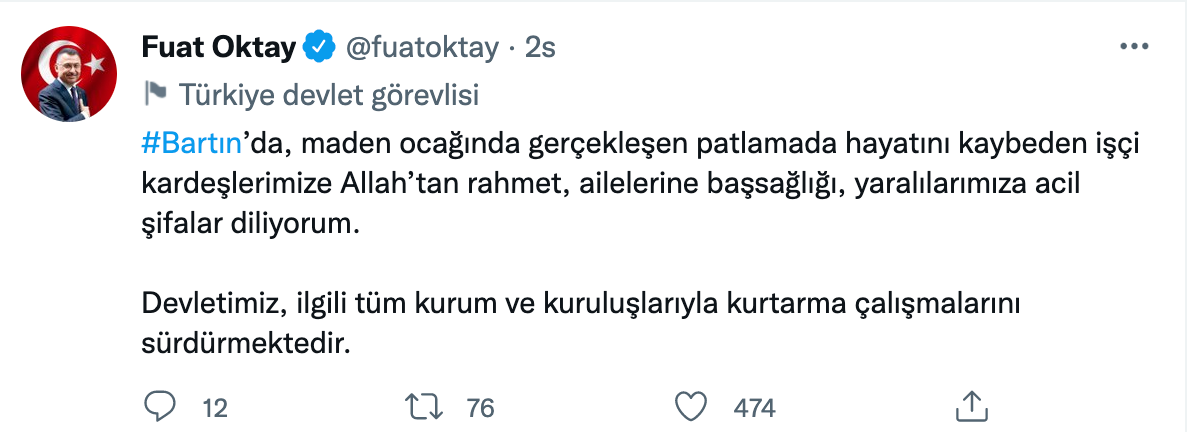 Bartın’da yaşanan patlamanın ardından siyasiler ‘başsağlığı’ mesajı yayımladı 8