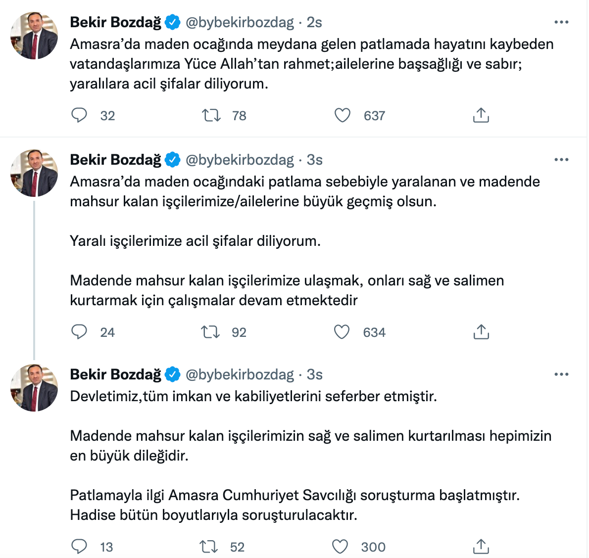 Bartın’da yaşanan patlamanın ardından siyasiler ‘başsağlığı’ mesajı yayımladı 6